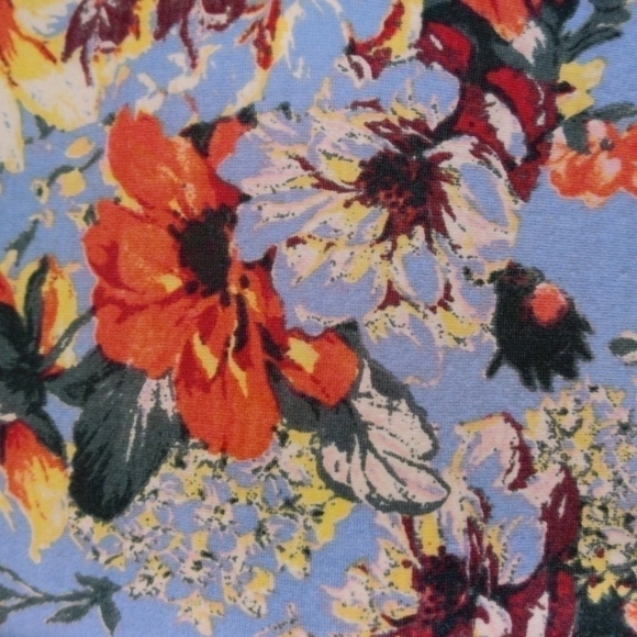 𝅺SIZE medium blue floral dress with flouncy sleeves and partially bareback w/ti - Picture 5 of 5